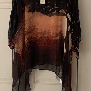 Soft Surroundings Sheer Black and Brown Blouse